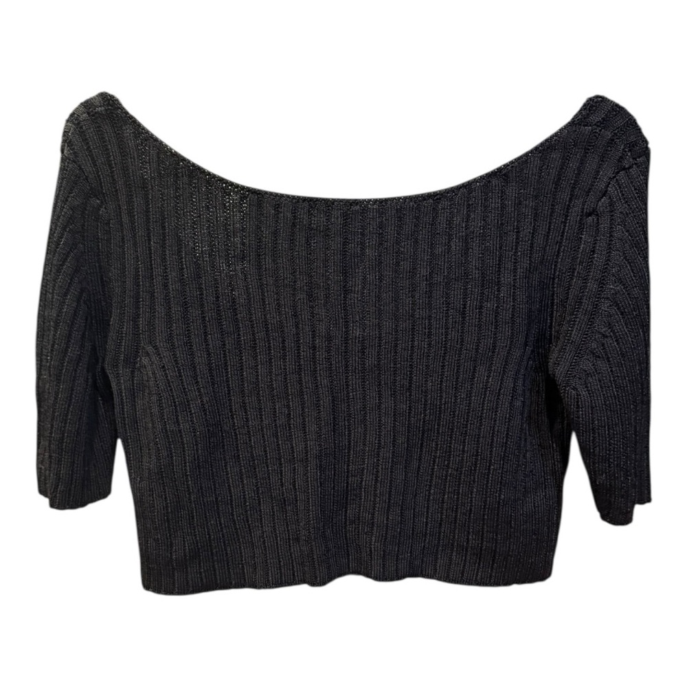 Free People Black Ribbed Crop Sweater